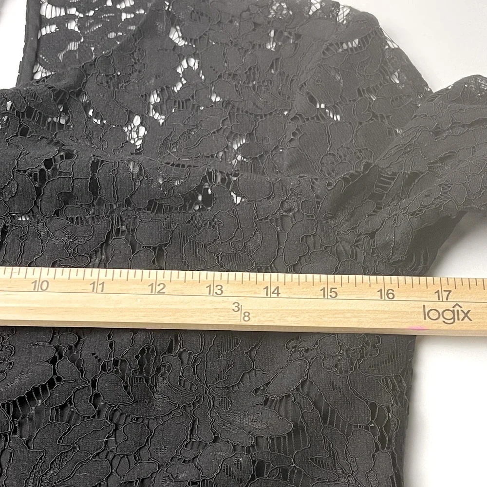 DIANE VON FURSTENBERG Blouse Yeva Long Sleeve Lace Top Black Size 0  MSRP $458